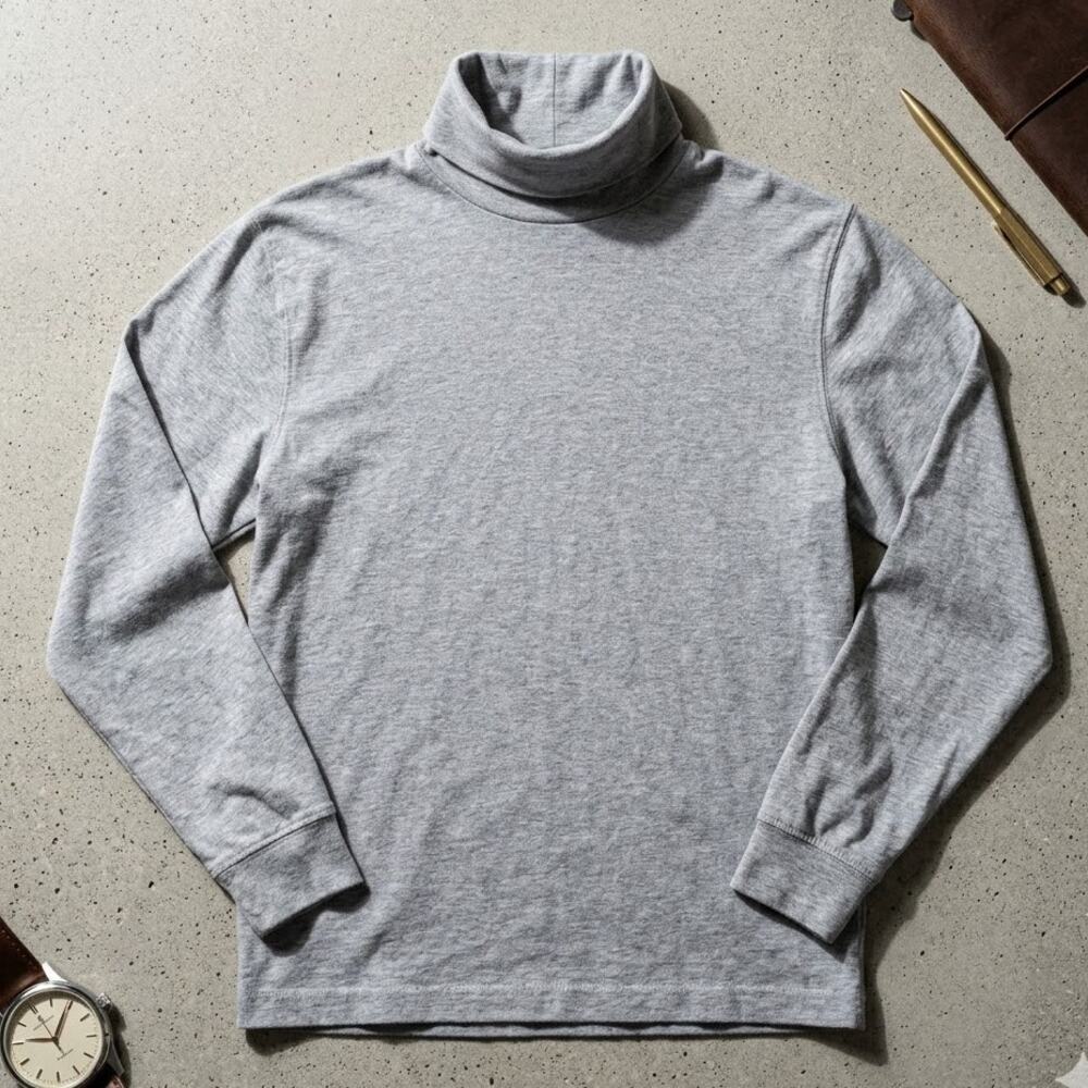 Arizona Mock Neck Long Sleeve Shirt Men's XL Grey Stretch Cotton Layering Y2K